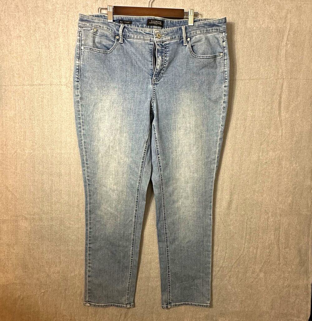 Talbots Women's Straight Leg Jeans 16W Light Wash Blue Stretch 5-Pocket